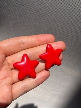 Red Star-Shaped Kids Hair Clips - Pack of 2